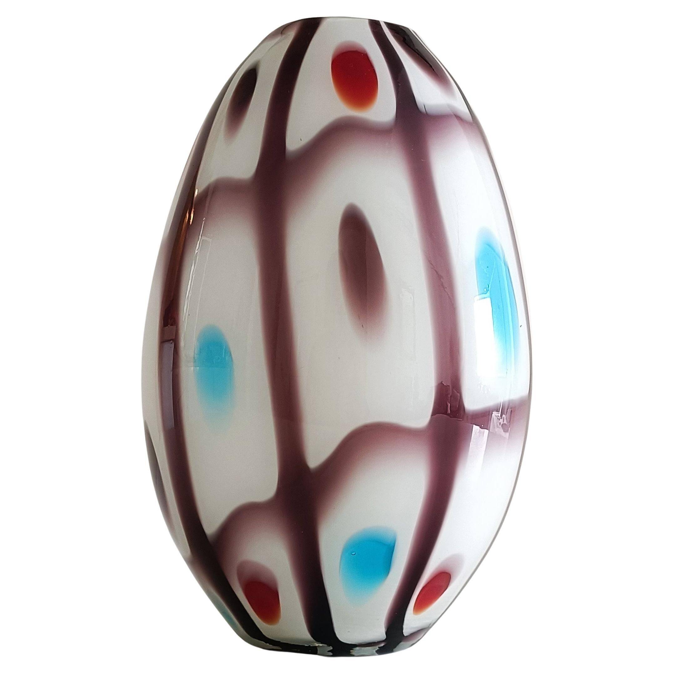 Murano Glass Colorful Ovoid Shaped Vase in The Style of A.Ve.M, Italy, 1960s