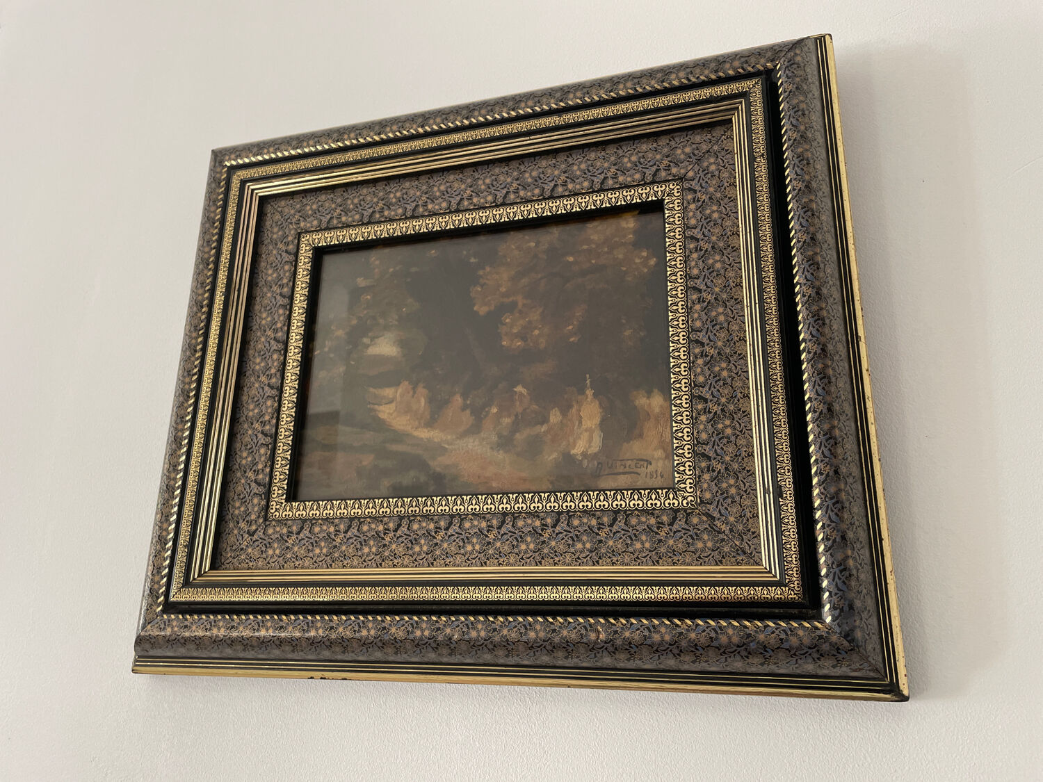 Table XIXth oil on cardboard signed A . Vincent