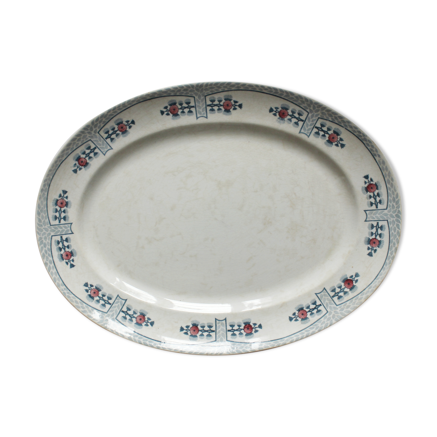 Polychrome ironstone oval dish from Creil & Montereau, "Toledo" model
