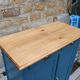 Vintage deep blue Parisian sideboard & natural wood top