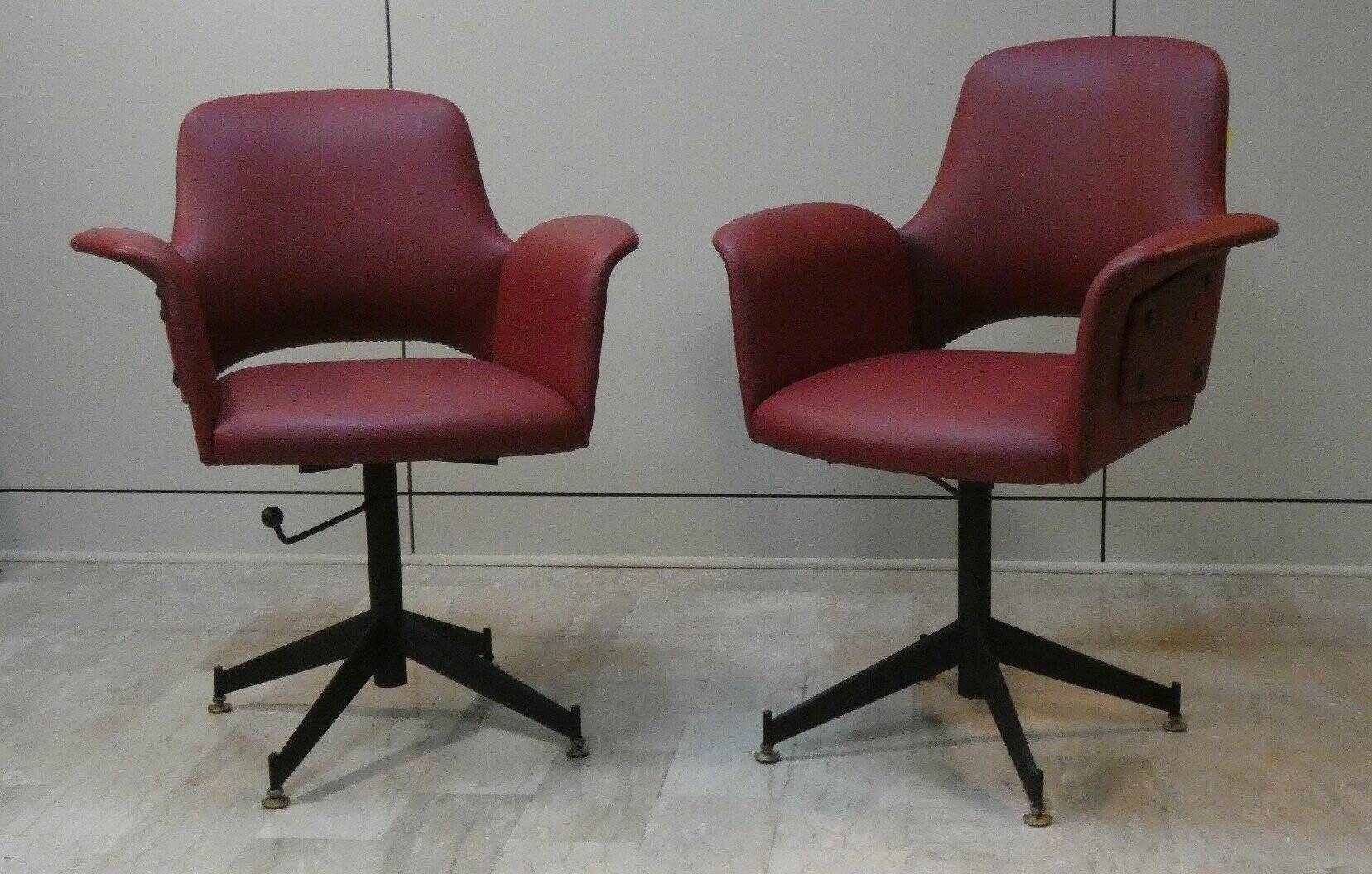 Set of 2 vintage swivel chairs in vinyl, 1960s