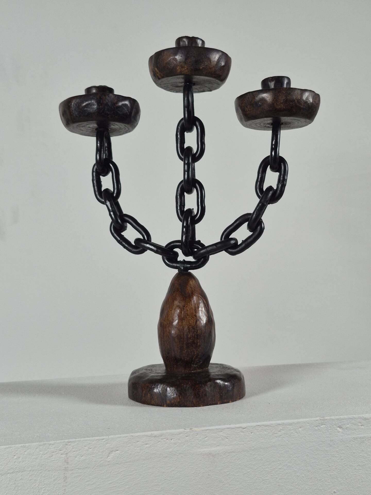 Vintage brutalist chain decor candleholder spain