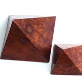 Two wooden pyramids with elm magnifying glass, 70s