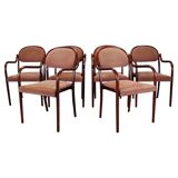 Set of six Thonet armchairs in bent wood, Vienna, Austria, 1991