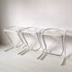 Set of three white and chrome bar stools by Thema Italy to the 1970s