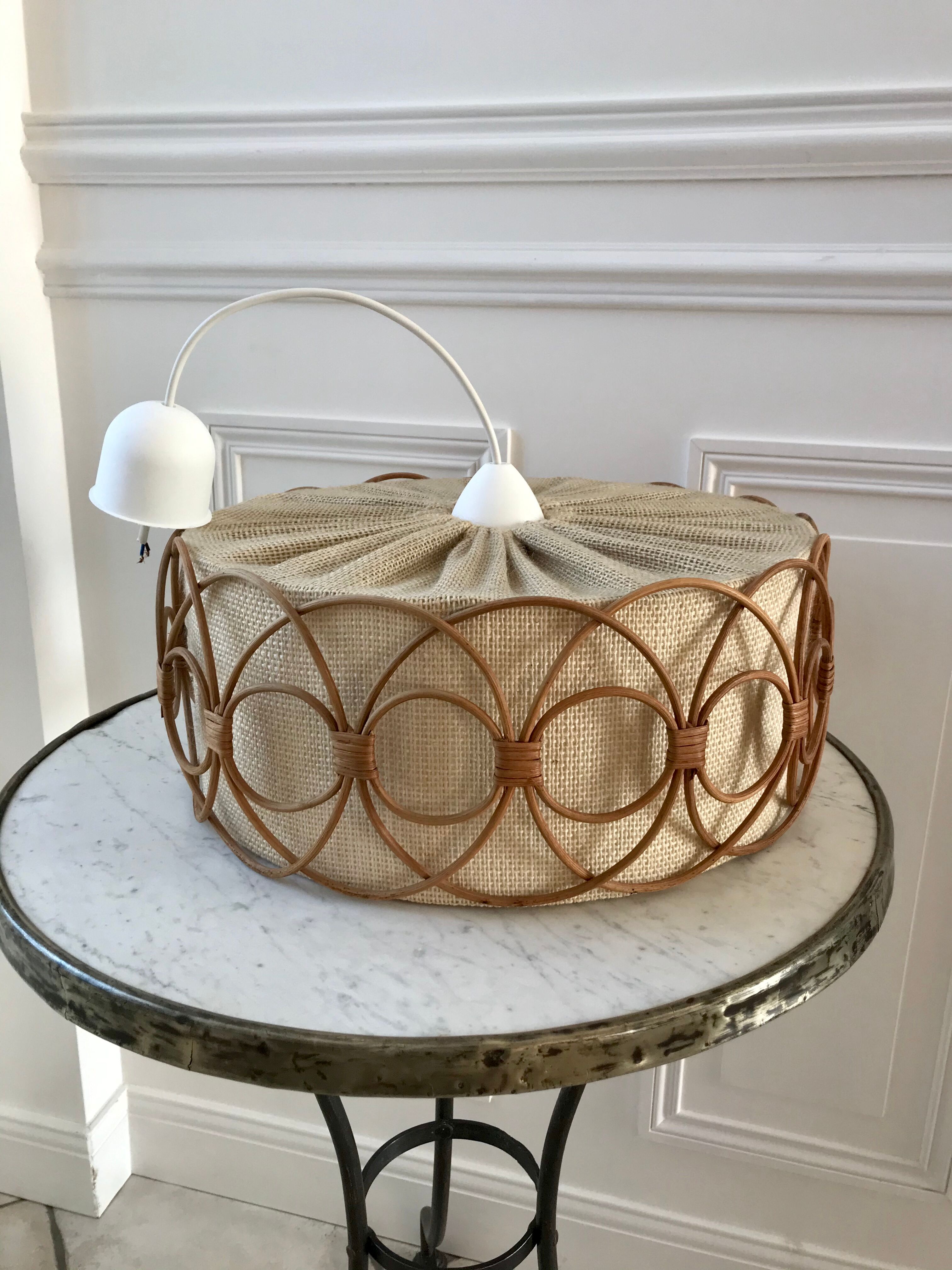 Scandinavian hanging wool and rattan 70s