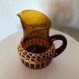 Pitcher blown glass and wicker