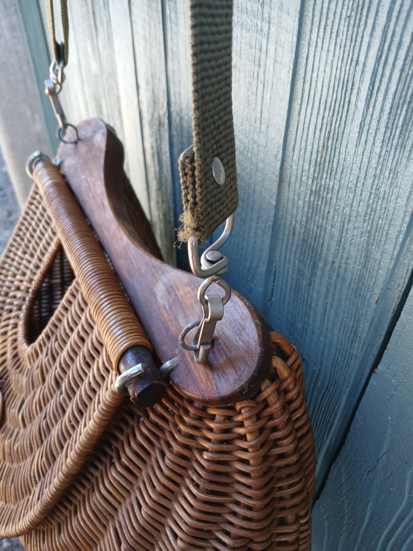 Large handmade wicker fishing basket