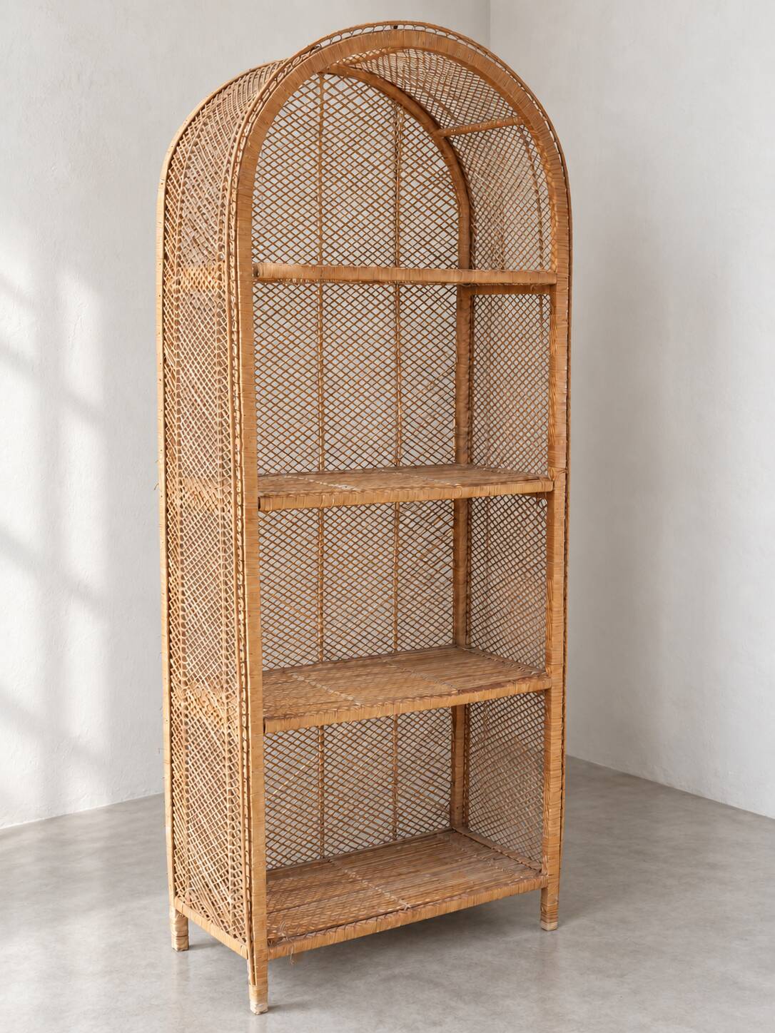 Large woven bamboo shelf