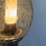 Pair of vintage wall lights, chromed metal and bubbled glass, France, 1960