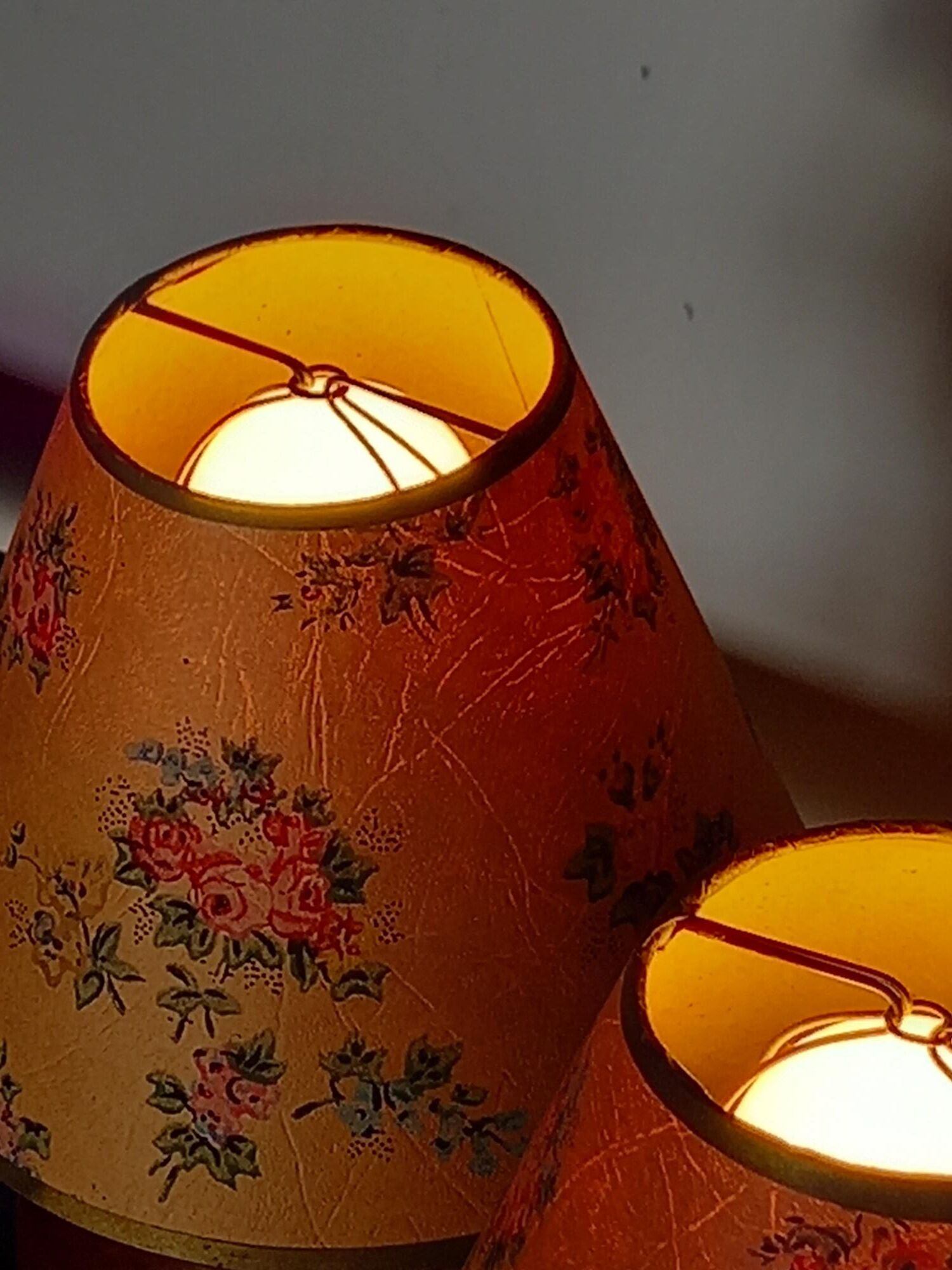 Paire de lampes boules en bois vintage