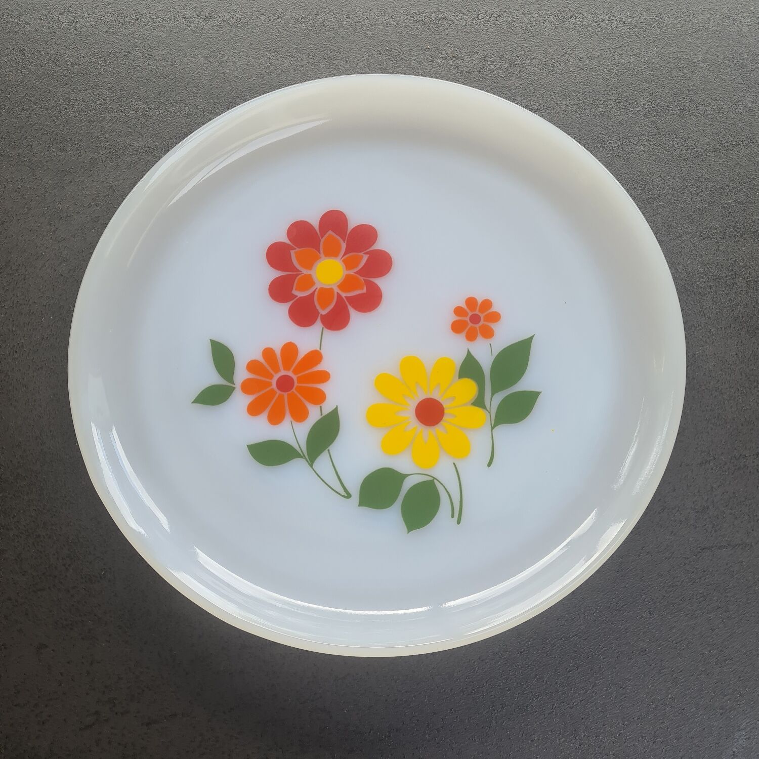 5 Arcopal plates flower decoration