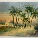 Old painting, orientalist landscape, signed, XX century