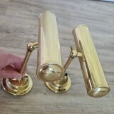 Old pair of gilded brass wall sconces / night lights from the 70s