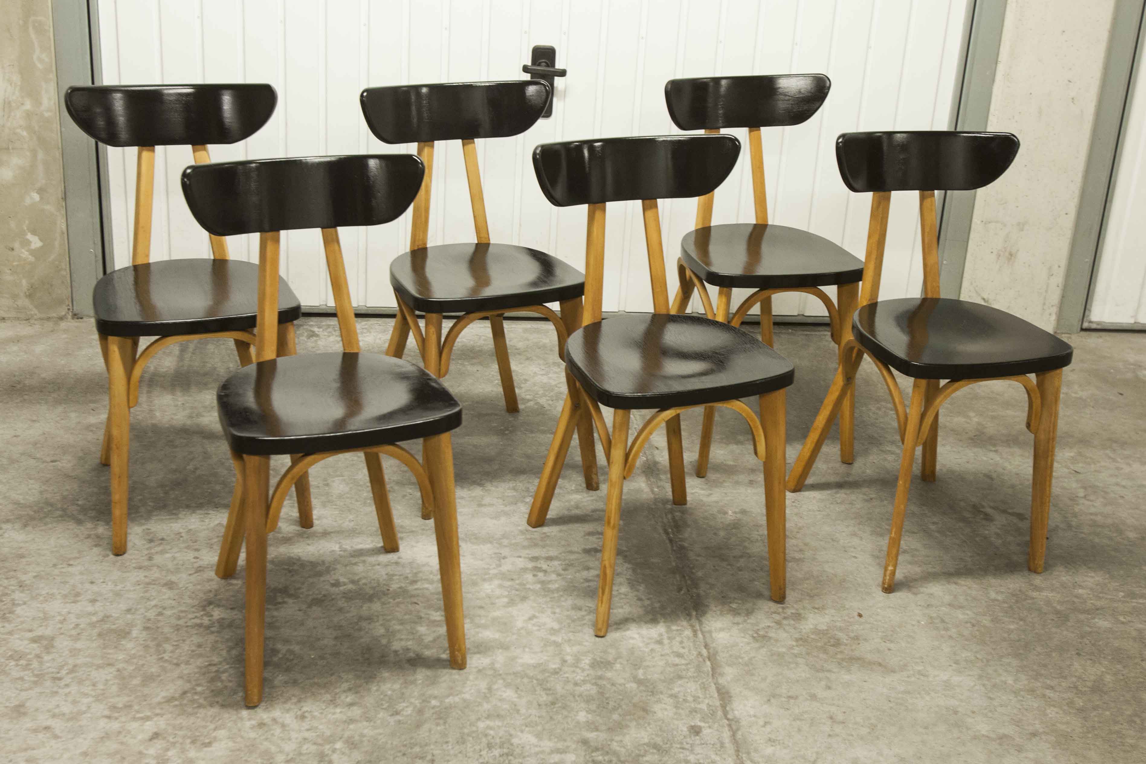 Set of 6 restored Luterma "banana" chairs