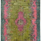 Overdyed Wool Vintage Handmade Carved Rug 169 cm x 288 cm