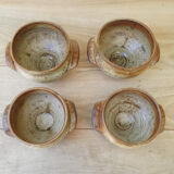 4 sandstone onion soup bowls
