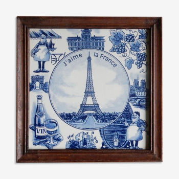 Ceramic tile frame I love France