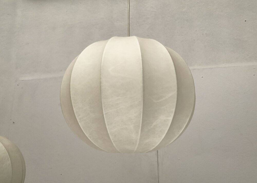 German mid-century cocoon pendant lamps by Friedel Wauer for Goldkant Leuchten, 1960s, set of 2.