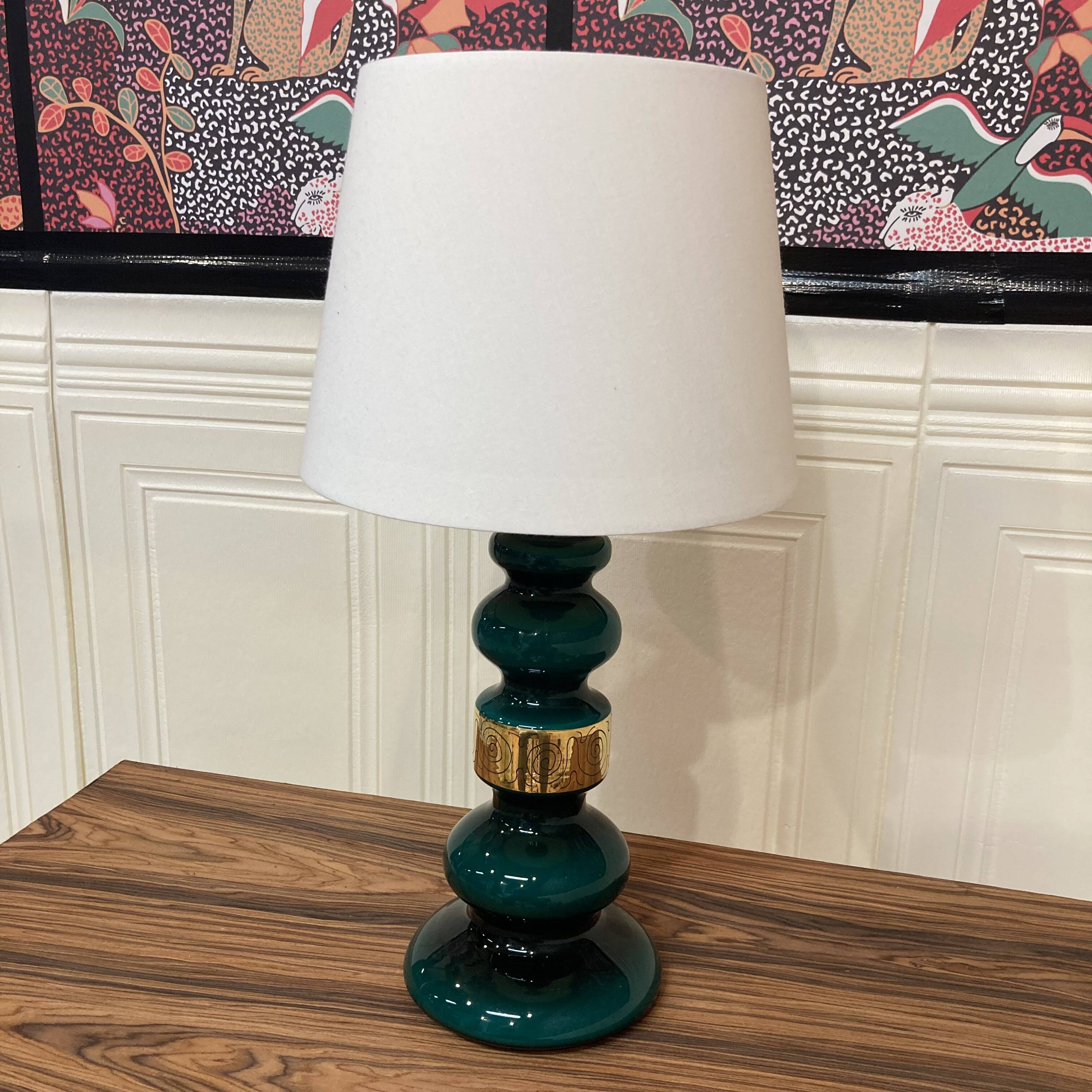 Pair of large glass lamps scandinavian design 1950.