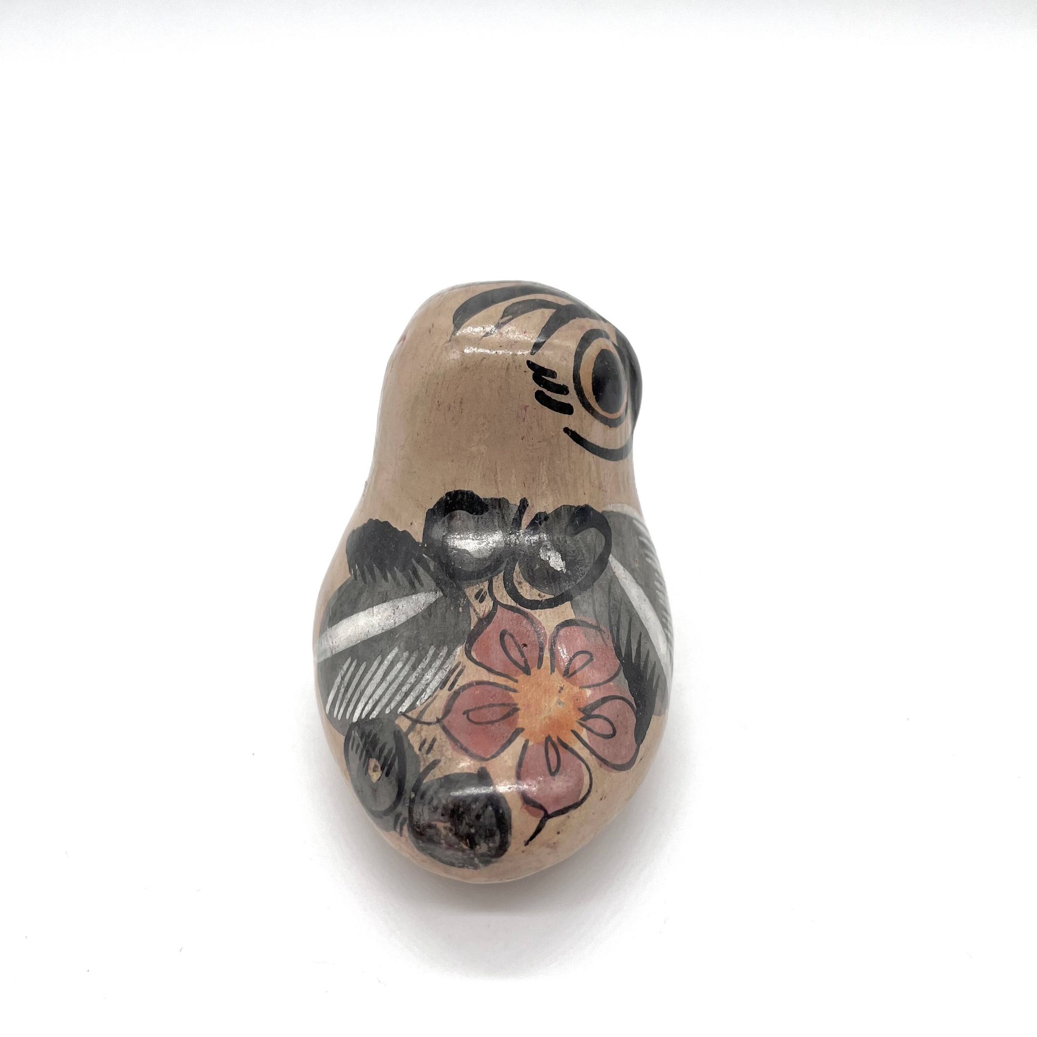 Vintage ceramic owl from Mexico, hand-painted bird.