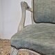 Louis XV style cabriolet armchair in patinated wood and velvet