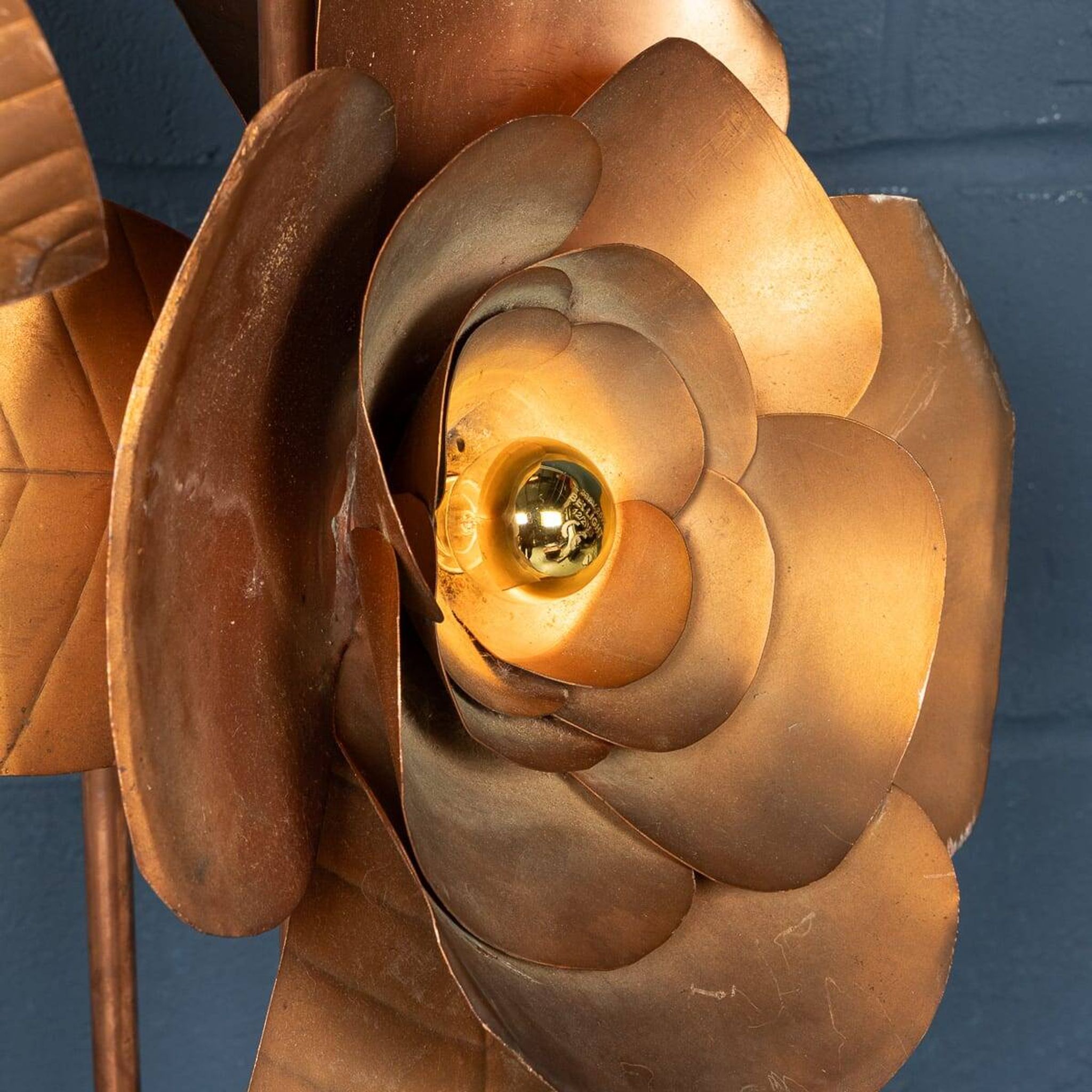 Vintage 20thc italian brass floral floor lamp c.1970