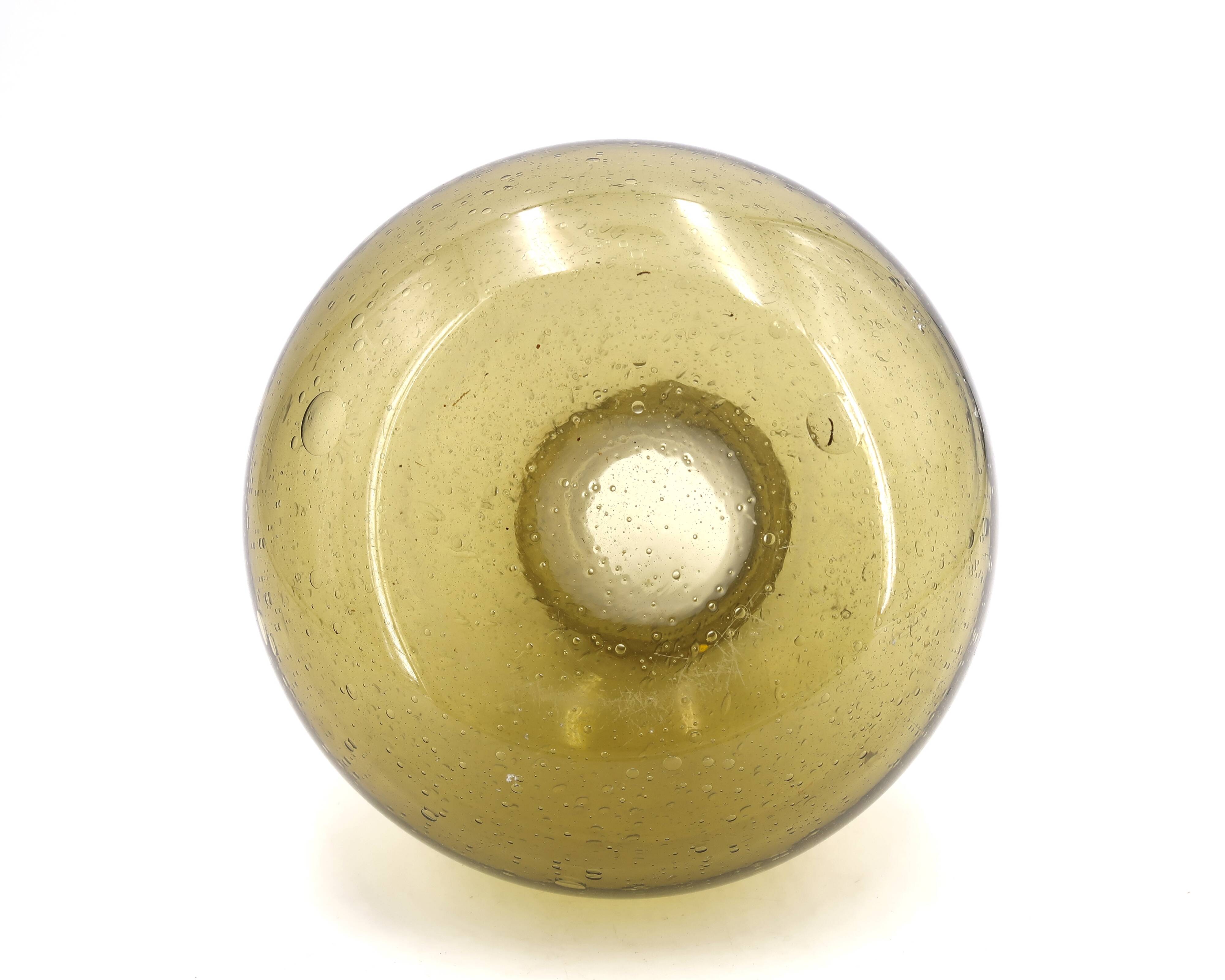 Dame Jeanne in green bubbled glass from Biot, 1950s