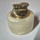 Vintage onyx stone table lighter with gold metal
