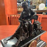 Old Napoleon III clock with bronze statuette