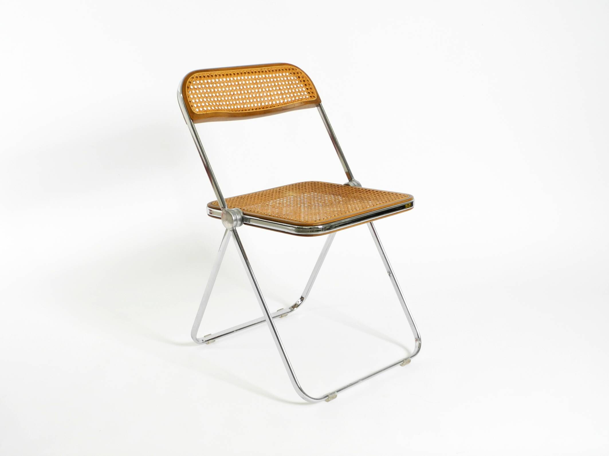 Chaise pliante Plia des années 1970 avec cannage de Vienne par Giancarlo Piretti pour Castelli