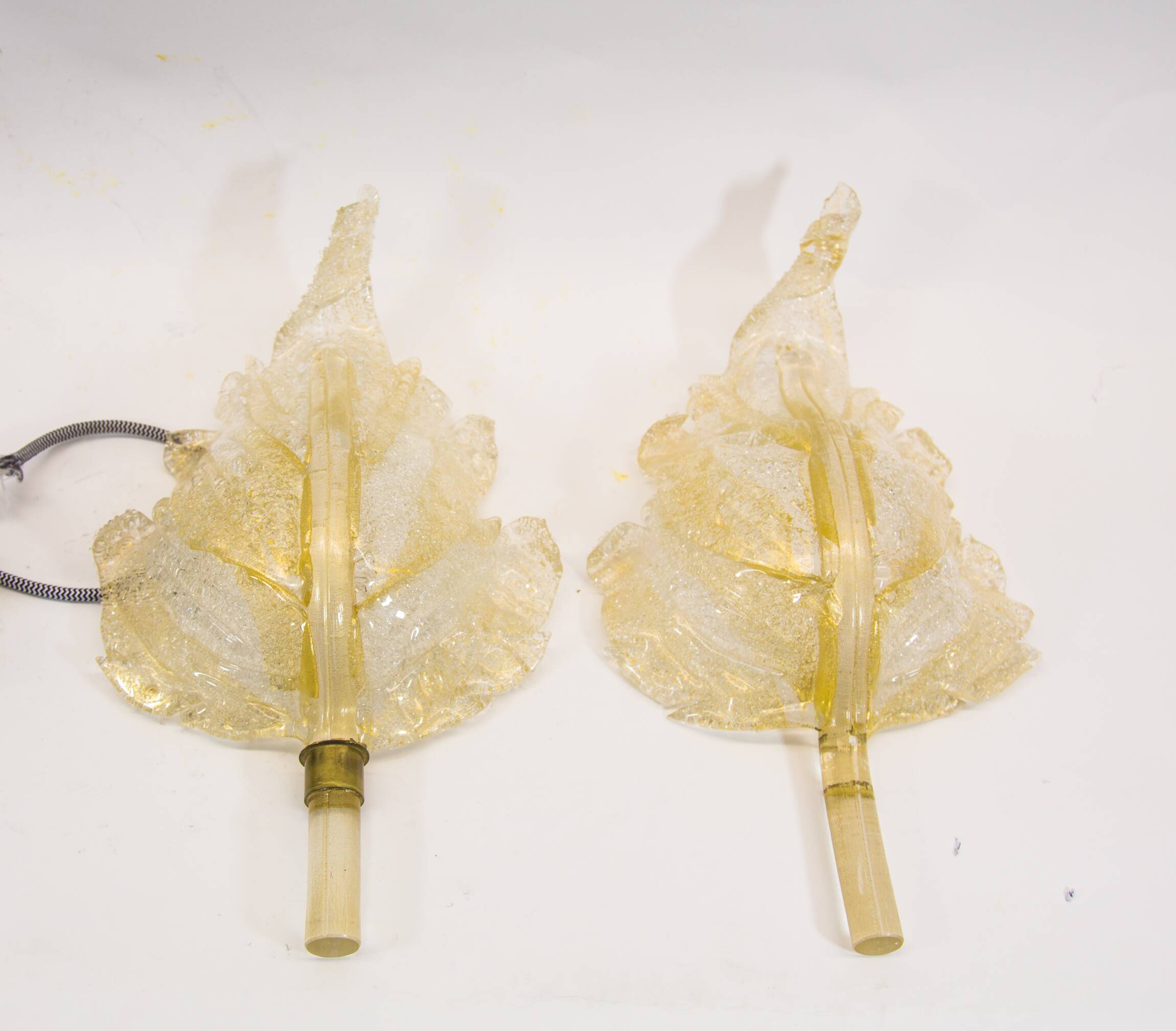 Barovier & Toso wall sconces| Set of 2 | Gold flake glass | Vintage 70's