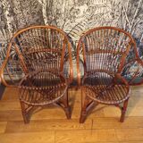 Pair of rattan basket chairs