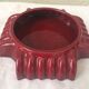 Ashtray red enamelled ceramics in geometric design and the 1950s vintage