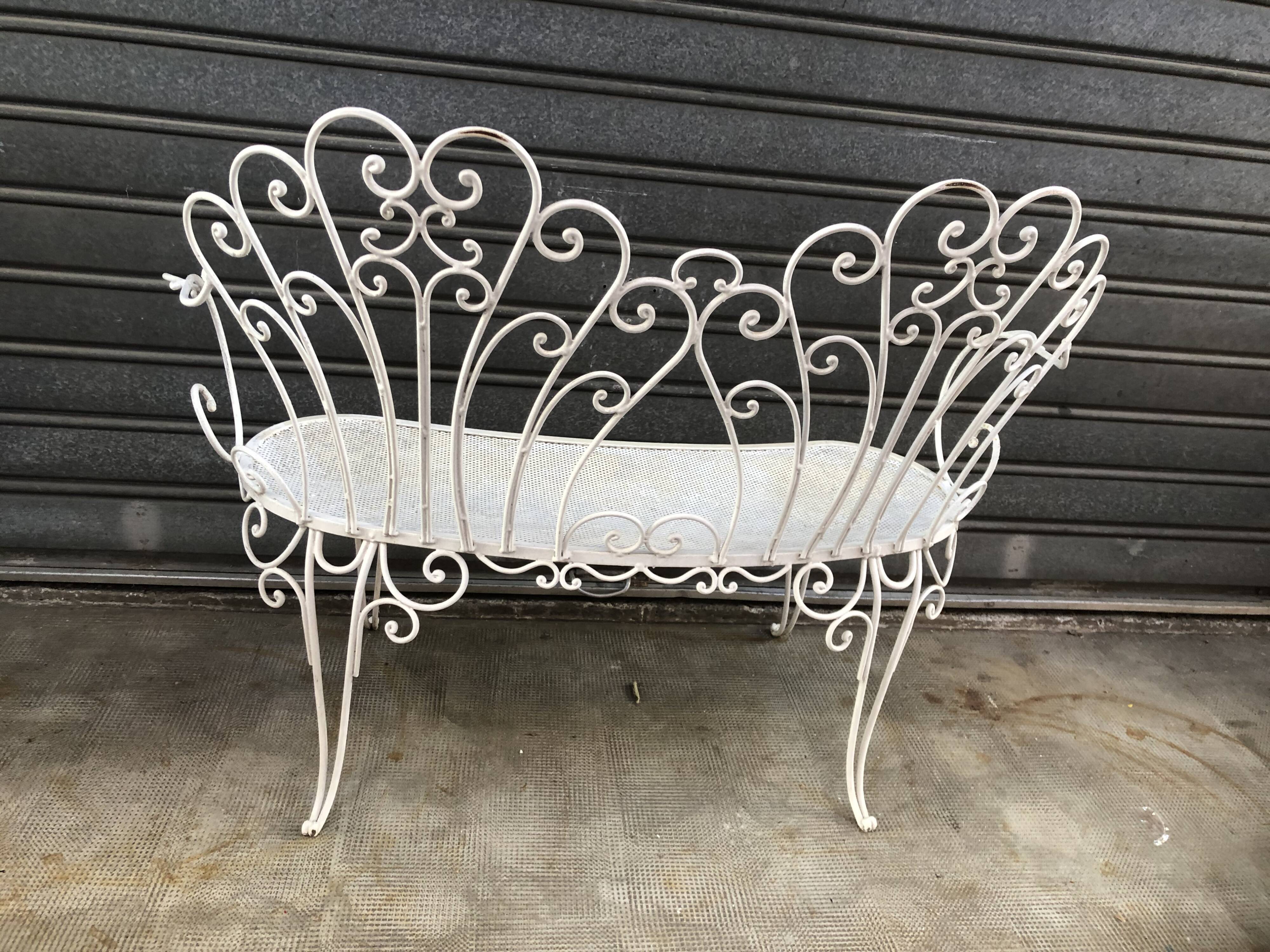 Banquette 2 place en fer forgé années 1960
