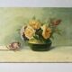 Painting, oil on canvas, bouquet of flowers, roses, 20s