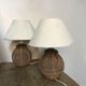 Pair of feet of vintage rattan lamps