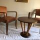 Pair of color wisky wood and skai armchairs 1950