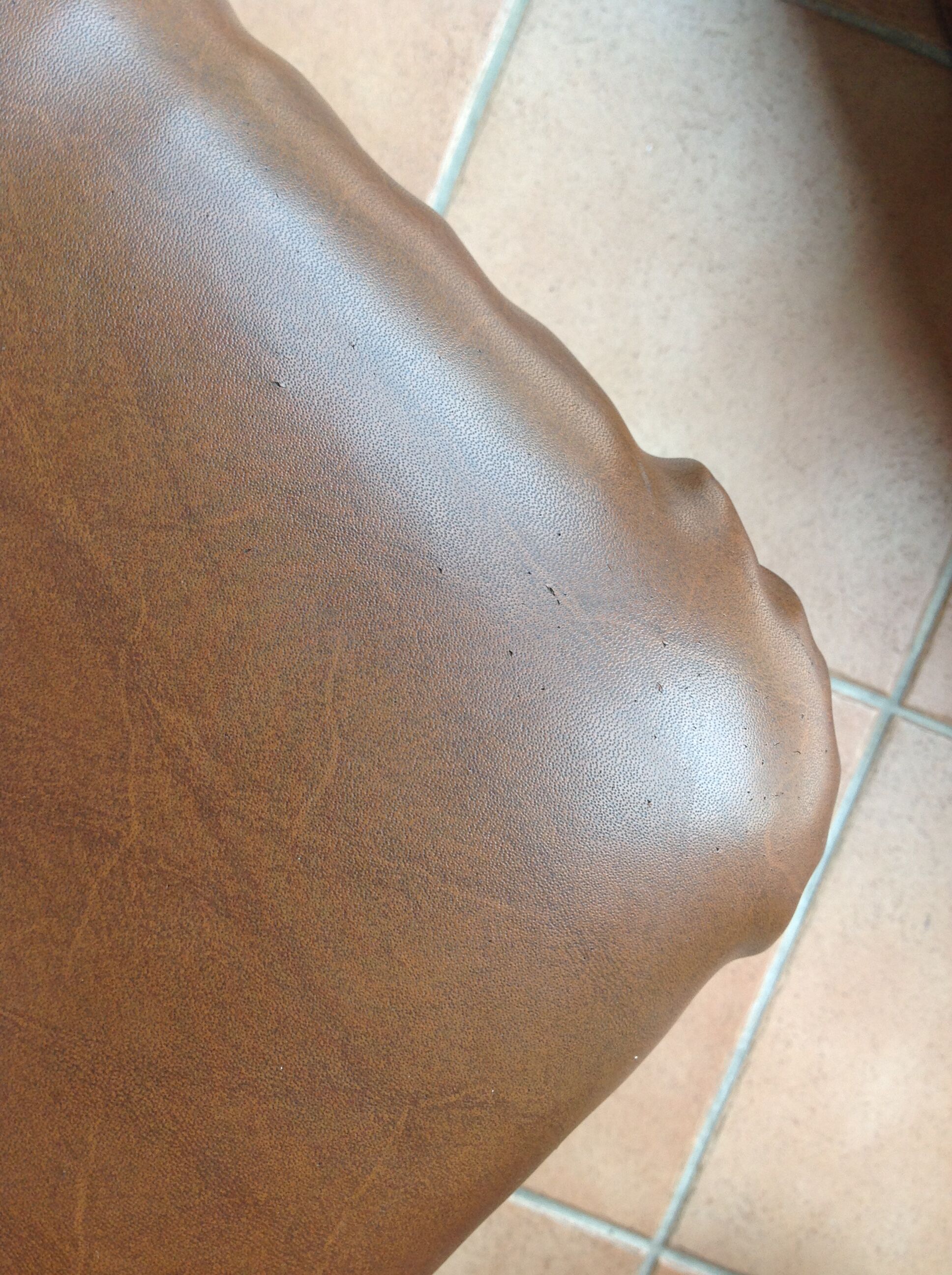 Foot rest ottoman vintage faux leather Brown years 70