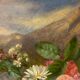 Old painting, still life with daisy roses and wild flowers, signed, early XX century