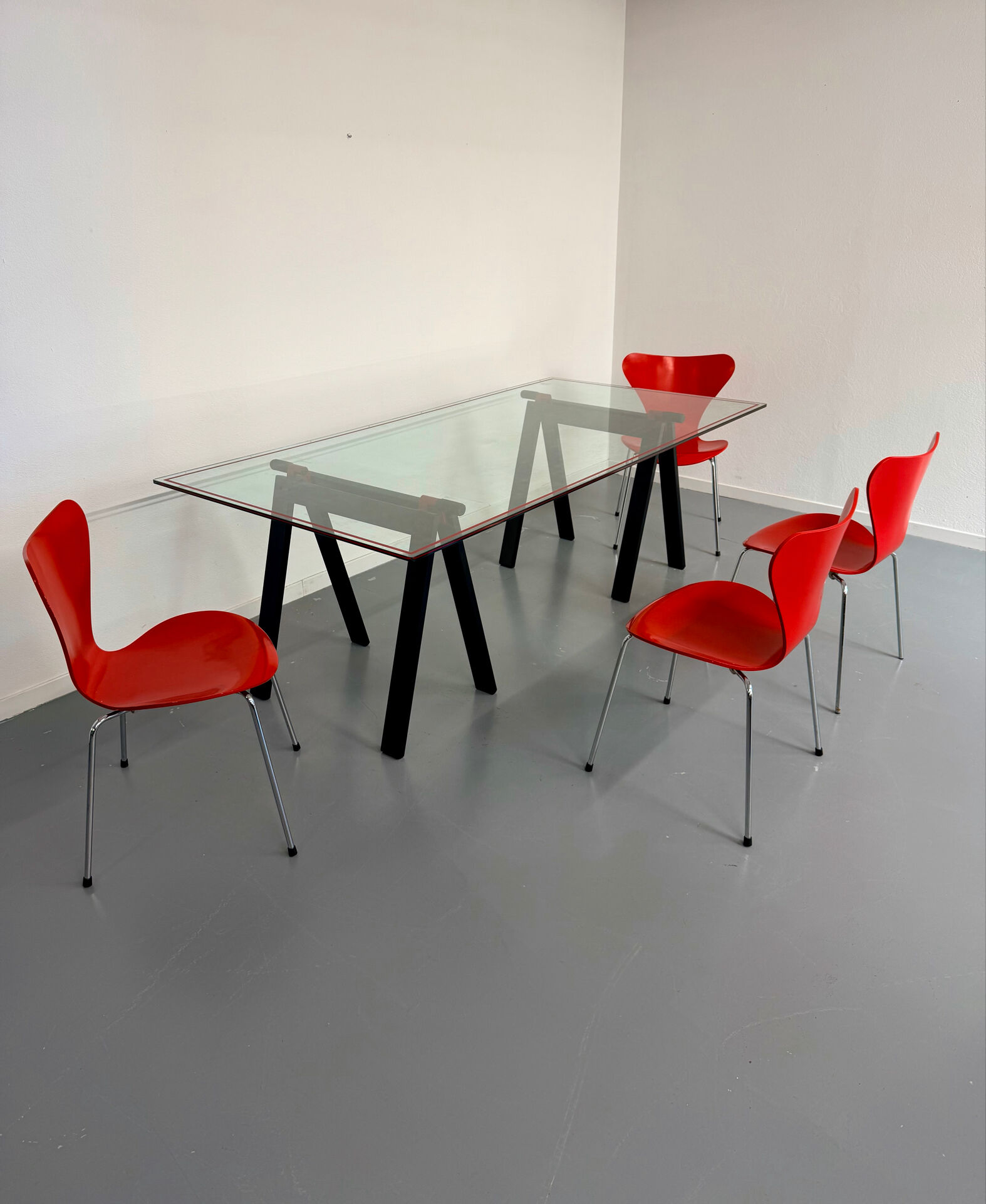 Table / Glass desk "Gaetano" design Gae Aulenti Zanotta 1970s