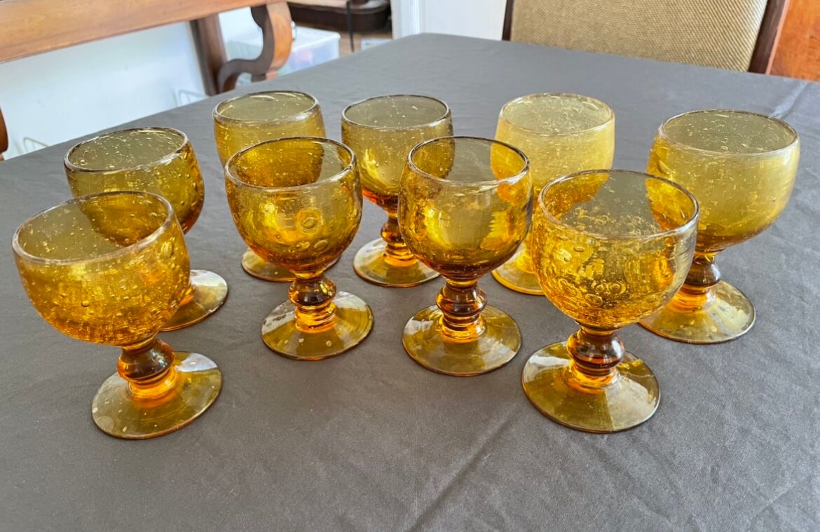 Amber bubble foot glasses