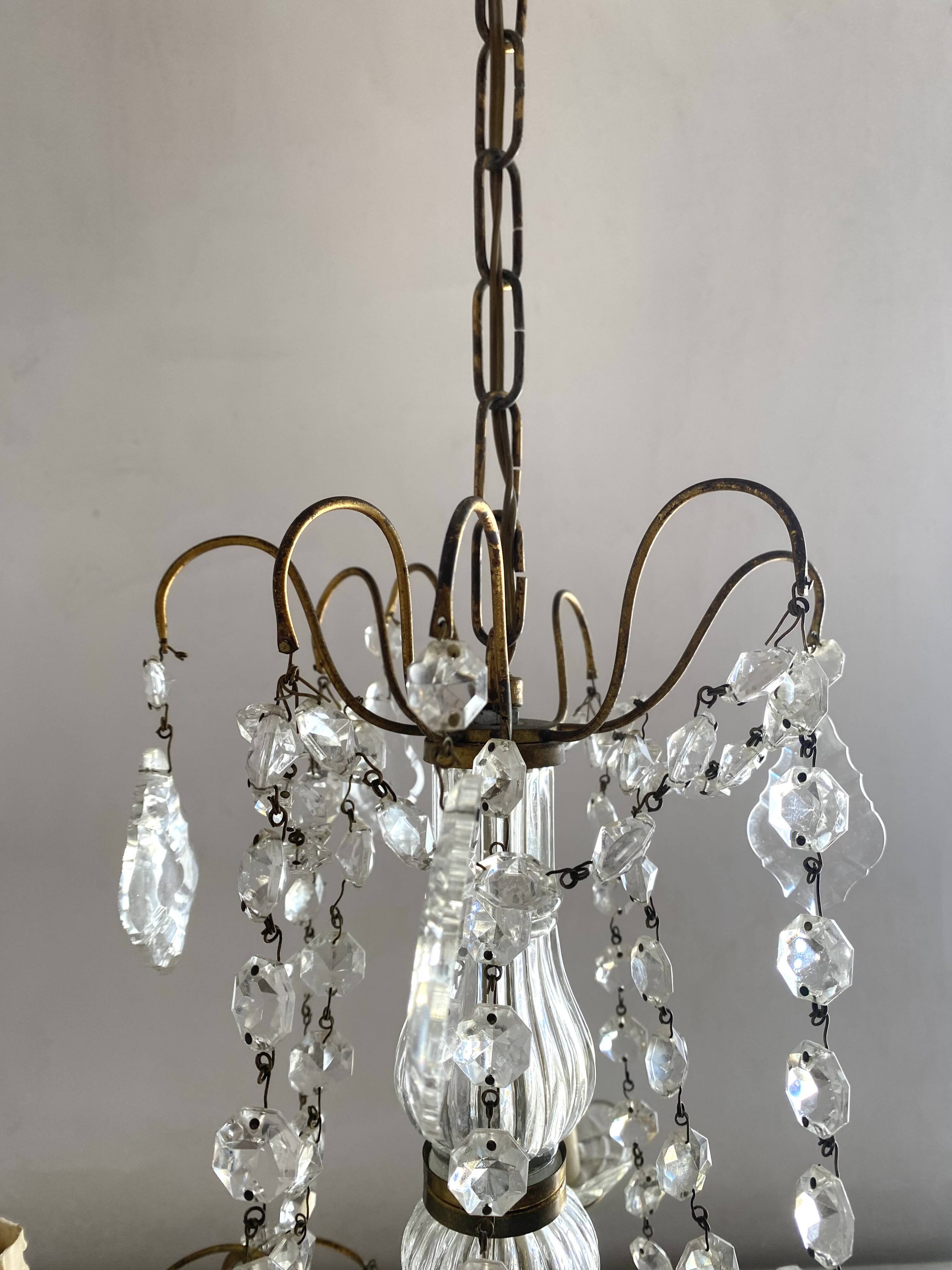 4-light chandelier with tassels, height 80cm