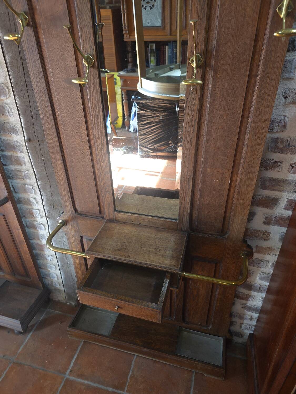 Vestiaire porte manteau ancien en chêne massif