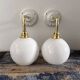 Pair of vintage white opaline wall lights