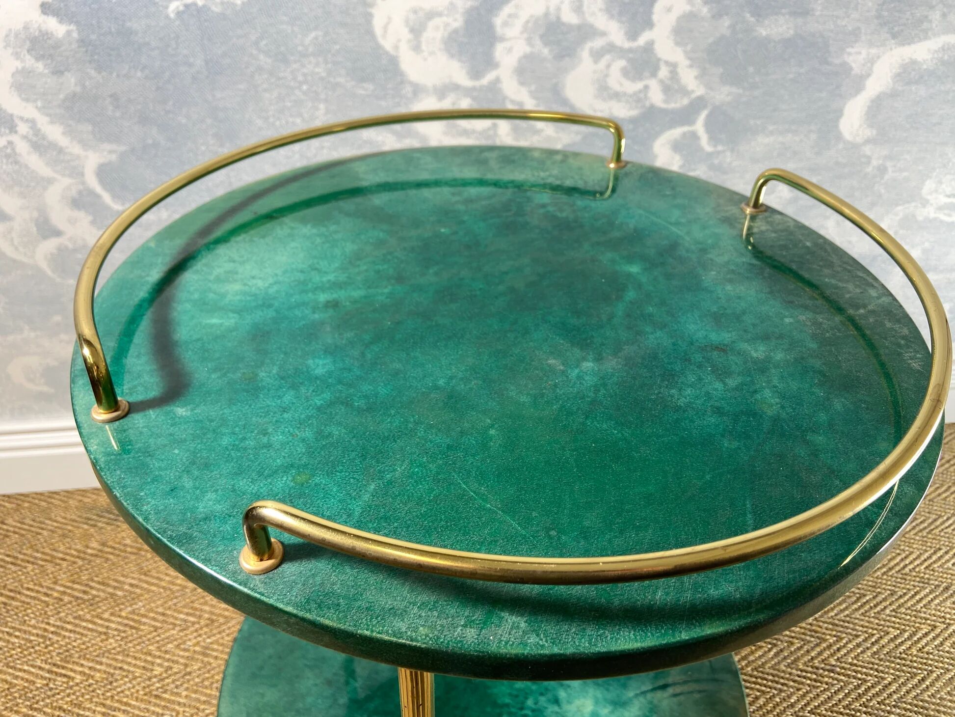 Small emerald green side table ALDO TURA, Italy 1960s