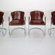 Set of 4 leather dining chairs for Cidue, 1970s, Italy