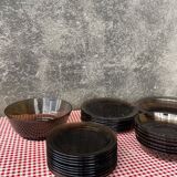 Set of smoked glass tableware 70s