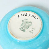 Round cup turquoise blue Art Deco Emaux de Longwy 1950