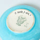 Round cup turquoise blue Art Deco Emaux de Longwy 1950